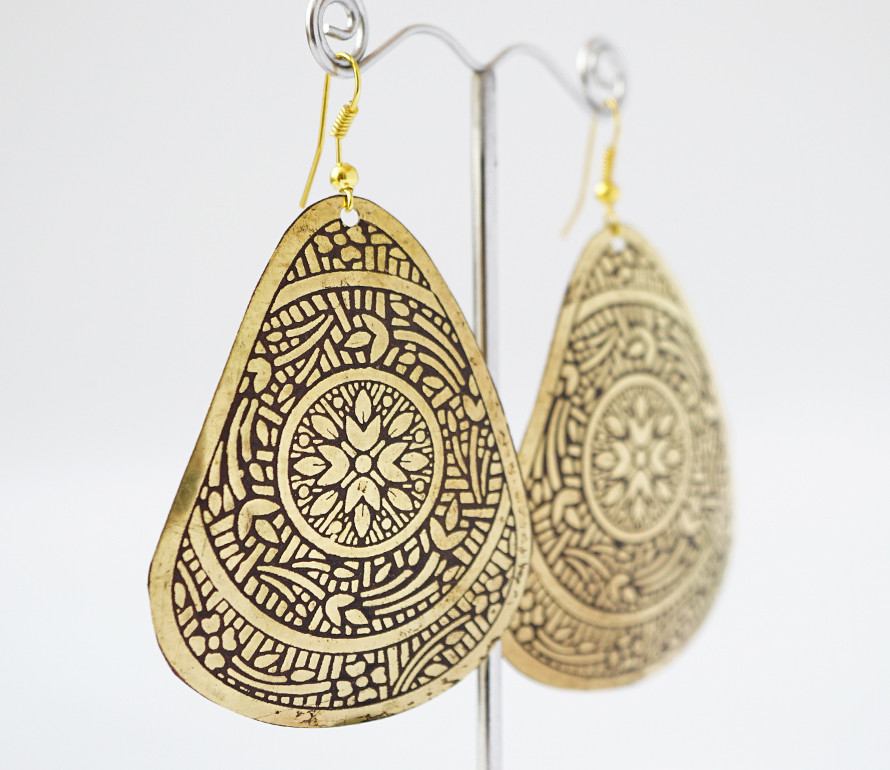 Сережки Трикутник Жовтий метал великі, фото 1