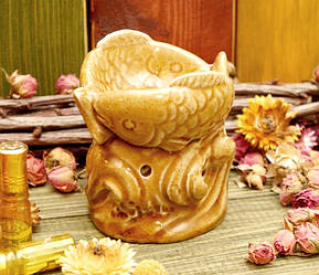 Аромалампа керамічна Дві рибки Коричнева