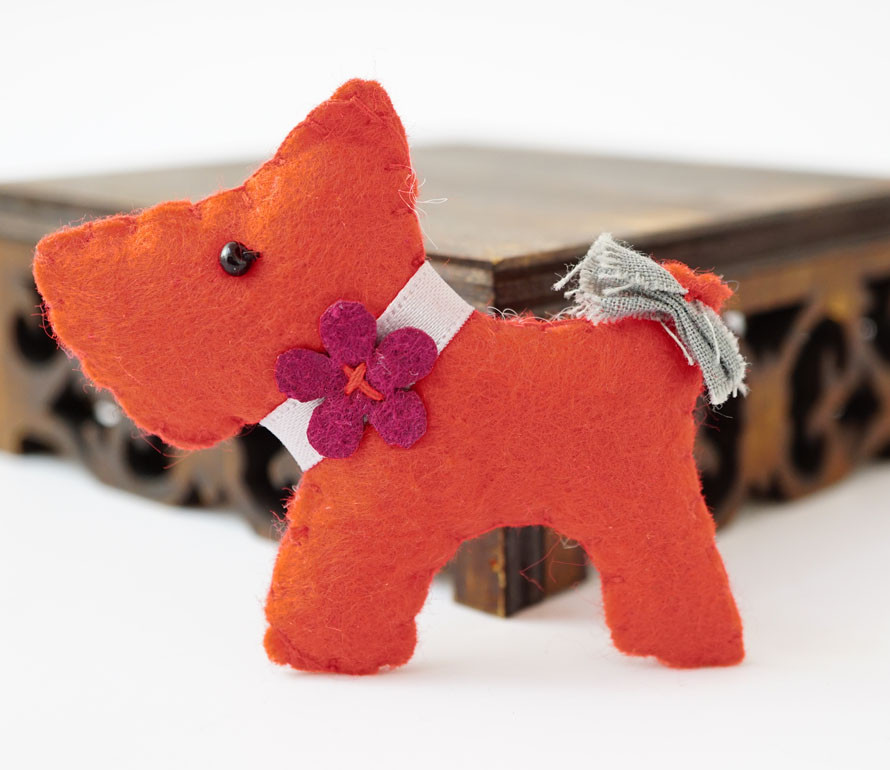 Брошка повстяна Собачка Червона, фото 1