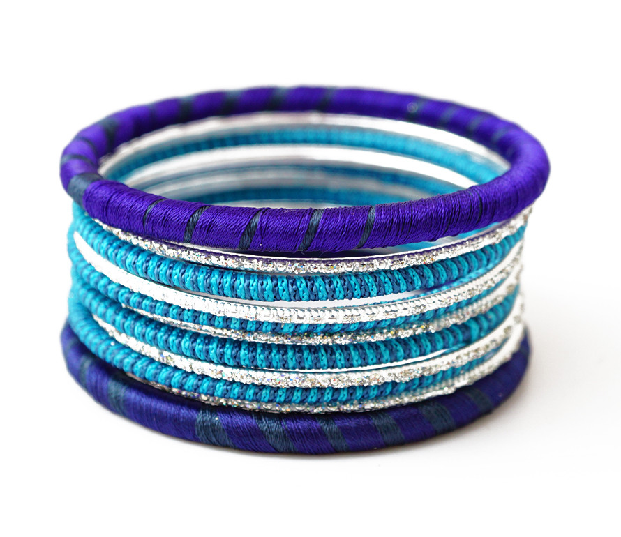 Комплект з 11 браслетів кільце в тканині арт.1103, фото 1