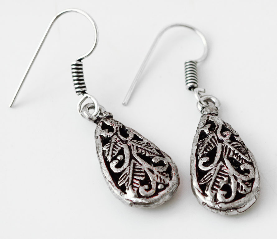 Сережки Вязь із білого металу No6, фото 1