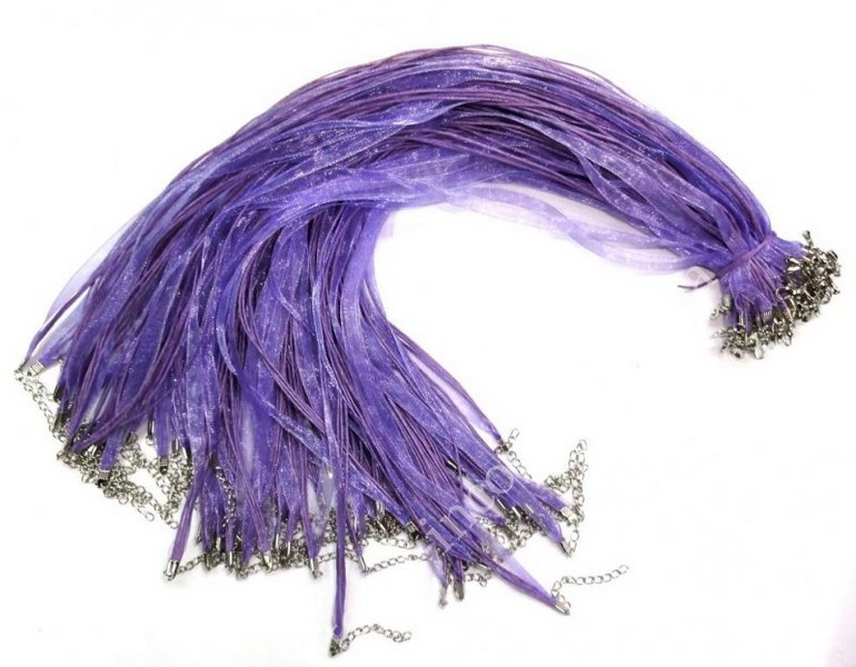 Шнурок Стрічка з застібкою Бузковий 10 штук, фото 1