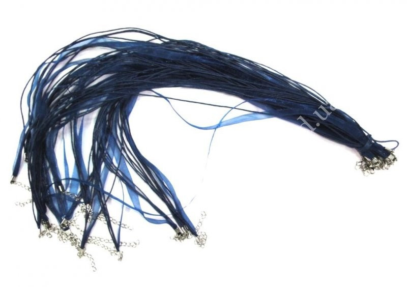 Шнурок Стрічка із застібкою Синій 10 штук, фото 1