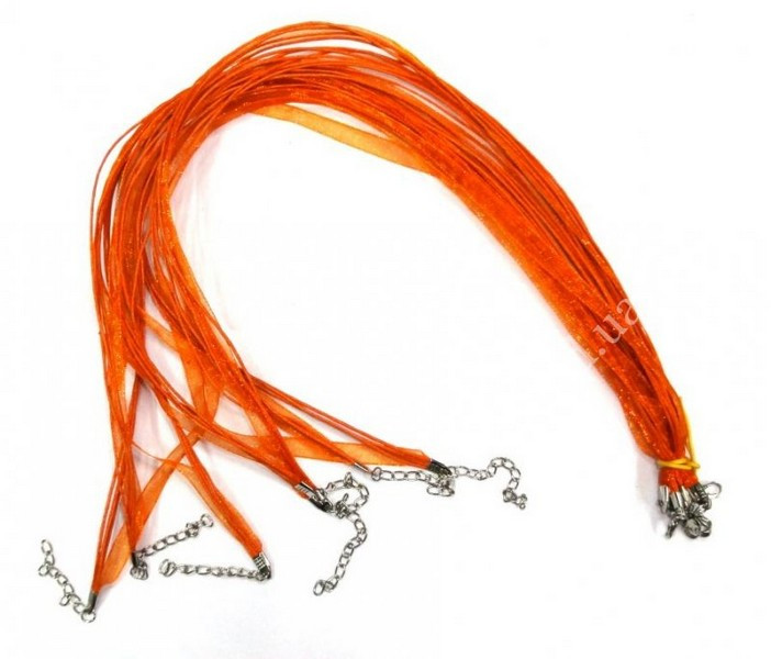 Шнурок Стрічка із застібкою Жовтогарячий 10 штук, фото 1