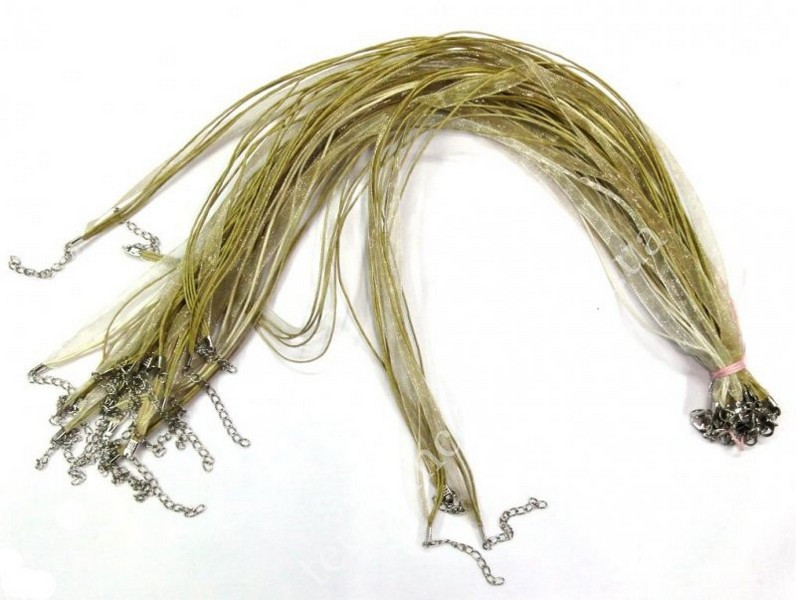 Шнурок Стрічка із застібкою Хакі 10 штук, фото 1