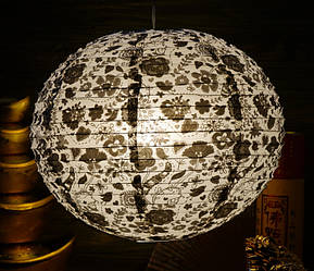 Ліхтар паперовий ШАР чорний орнамент No2