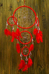 Ловець снів 5 кілець + каурі Червоний