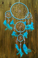 Ловець снів 5 кілець + каурі Блакитний