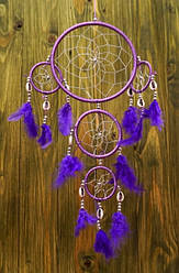 Ловець снів 5 кілець + каурі Бузковий