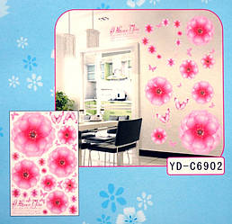 3D Декор — інсталяція КВІТИ + БОБОЧКИ YD-C6902