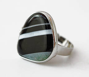 Кільце з малим натуральним каменем АГАТ