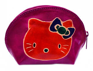 Гаманець шкіряний на змійці Кіска Малиновий