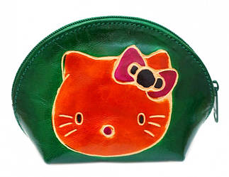 Гаманець шкіряний на змійці Кіска Зелений