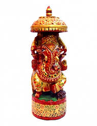 Ганеш дерев'яний під парасолькою з розписом С5516-6