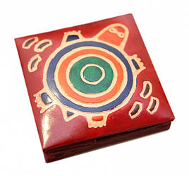 Гаманець шкіряний на кнопці Черепаха Червоний