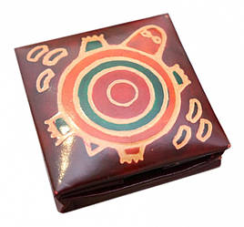 Гаманець шкіряний на кнопку Черепаха Бордовий