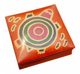 Гаманець шкіряний на кнопці Черепаха Жовтогарячий