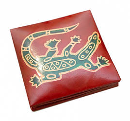 Гаманець шкіряний на кнопці Ящірка Червоний