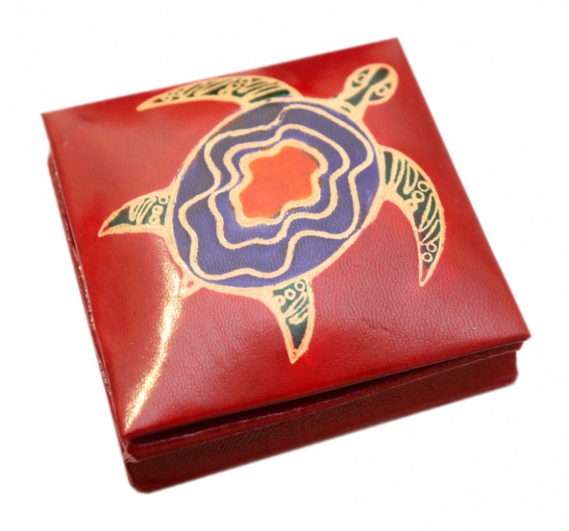 Гаманець шкіряний на кнопці Водяна черепаха Червоний, фото 1