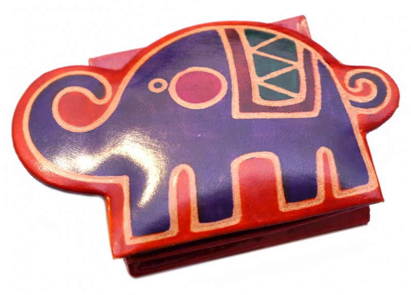 Гаманець шкіряний на кнопці ZOO Слоник Жовтогарячий, фото 1