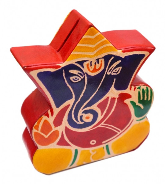 Скарбничка шкіряна Ганеш Червоний, фото 1