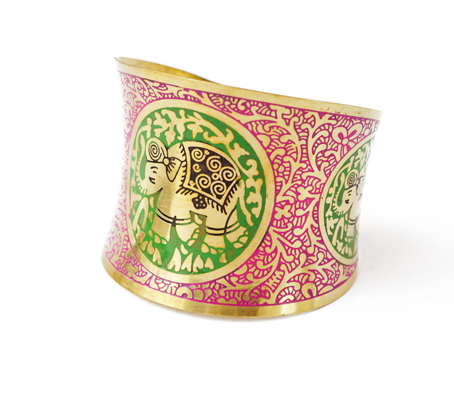 Браслет Скоба кольоровий Слоник увігнутий Рожевий, фото 1