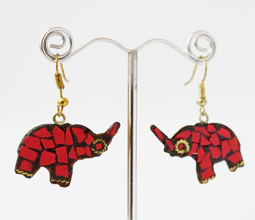 Сережки Непал СЛОНИК Червоні NEHA-NER7, фото 1