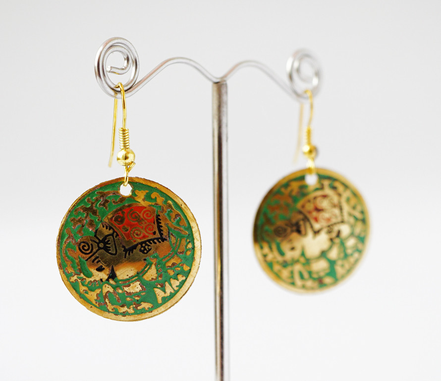 Сережки Круг СЛОНИК Зелені малі, фото 1