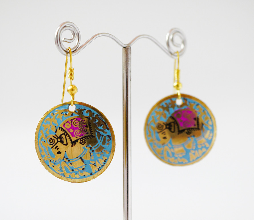 Сережки Круг СЛОНИК Блакитні малі, фото 1