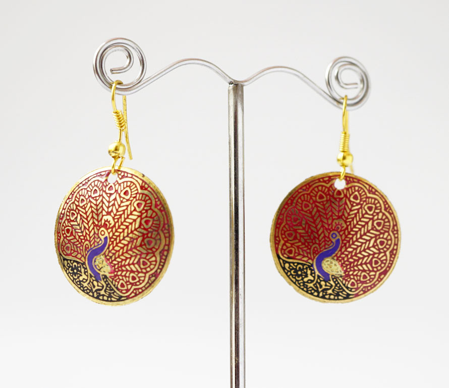 Сережки Круг ПАРЛІН Червоні малі, фото 1