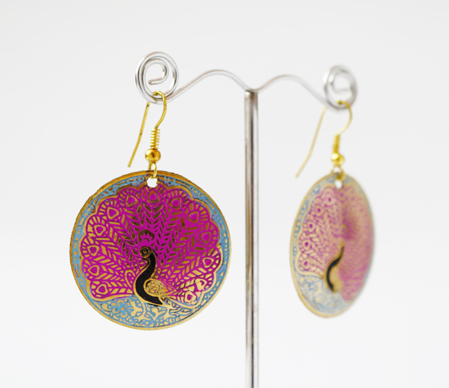 Сережки Круг Павлін Рожеві середні, фото 1