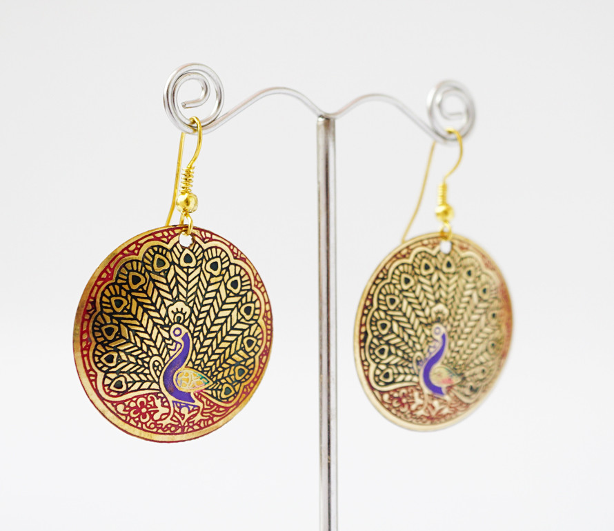 Сережки Круг Павич Чорні середні, фото 1