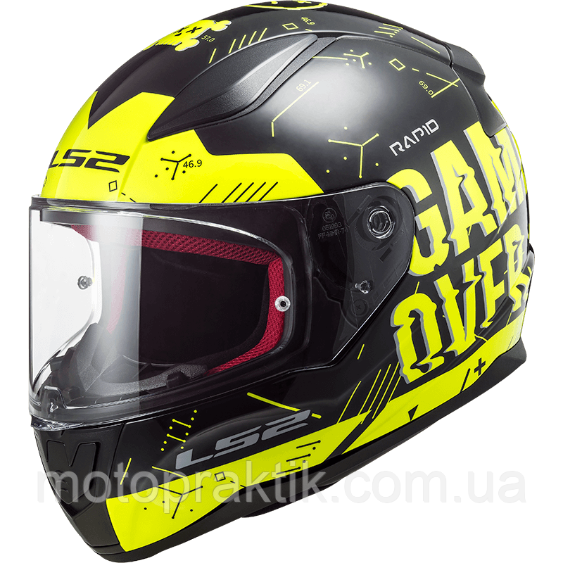 LS2 FF353 Rapid Player Hi-Vis Yellow Black, XS Мотошолом інтеграл