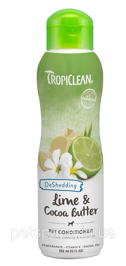 Кондиціонер для котів та собак TropiClean Lime&Cocoa Butter (з лаймом та какао олією) 355мл