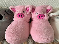 Тапочки-Сапожки Свинка розовая, меховые внутри, размер 32/33