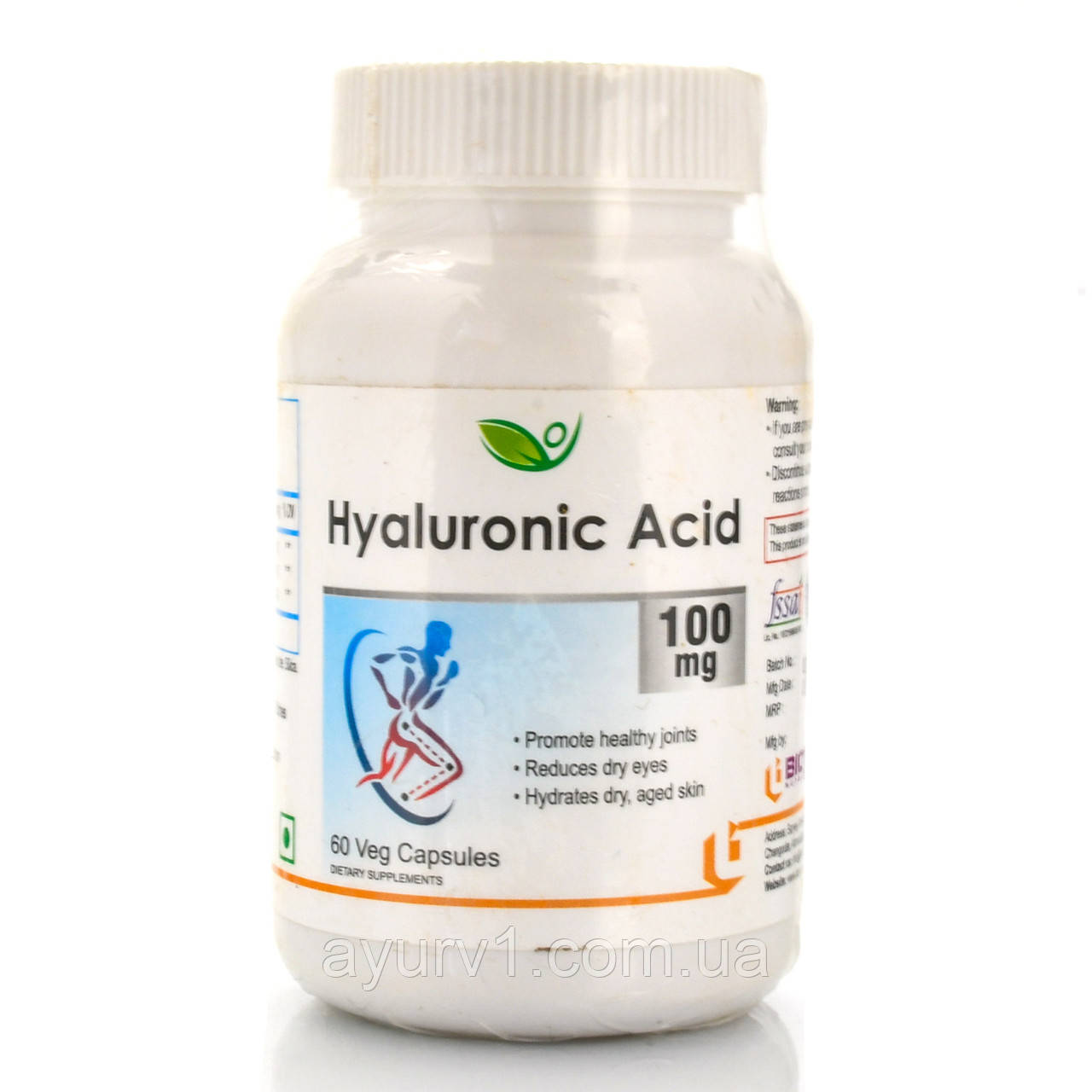Гіалуронова кислота, Biotrex Hyaluronic Acid 100mg, 60 veg capsules для суглобів