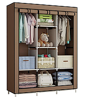 Мобильный тканевой шкаф для одежды на 3 секции HCX Storage Wardrobe 88130 Коричневый