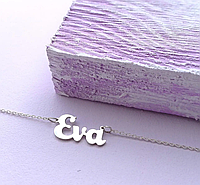 Серебряное колье с именем Eva / цепочка с именем Eva / серебряная подвеска с именем Eva