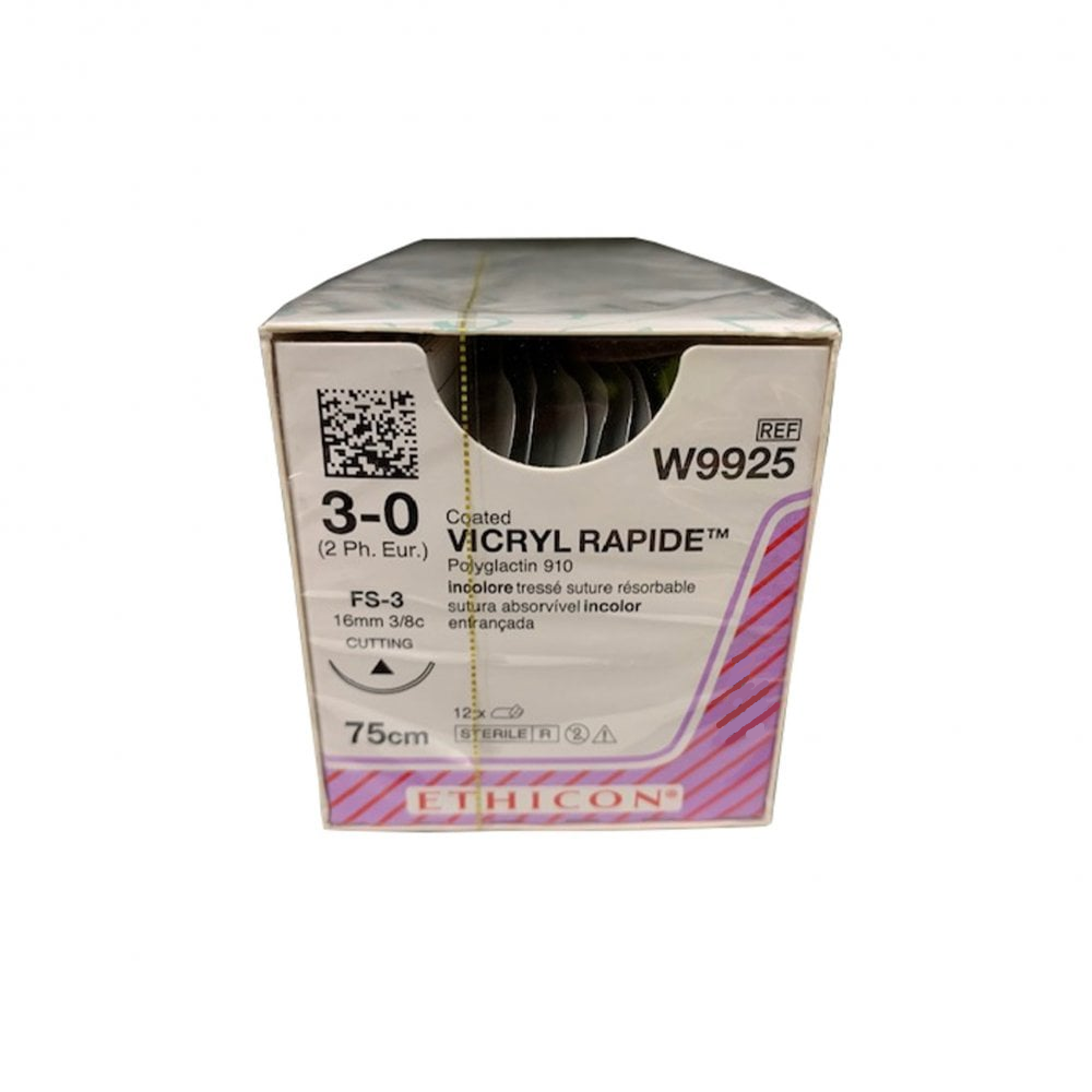 Хірургічна нитка Ethicon Вікрил Рапід (Vicryl Rapide) 3/0, довжина 75 см, реж. голка 16 мм, W9925