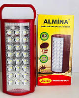 Фонарь переносной светодиодный с повербанком Almina DL-2424 24 LED, ЗУ 220V, встроенный аккумулятор