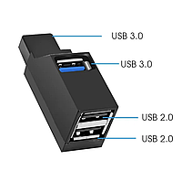 Портативний USB Hub 3 в 1 юсб хаб Розгалужувач концентратор