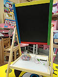 Мольберт настільний M 1462 дерев'яний, 2-х сторонній, російські літери, губка, маркер,крейда, фото 6