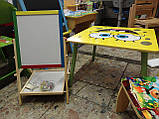 Мольберт настільний M 1462 дерев'яний, 2-х сторонній, російські літери, губка, маркер,крейда, фото 7