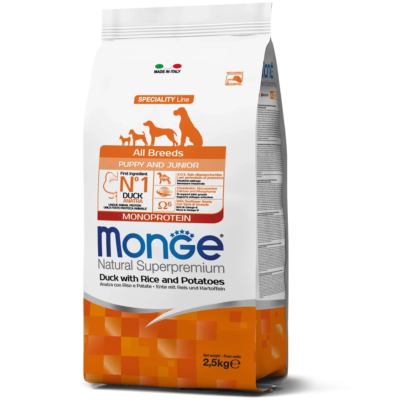 Monge All breeds Puppy & Junior качка з рисом 2.5 кг | 15 кг