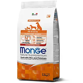 Monge All breeds Puppy & Junior качка з рисом 2.5 кг | 15 кг