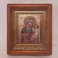 Ікона Грузинська Пресвята Богородиця, лик 10х12 см, в коричневому дерев'яному кіоті