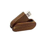 Флешка дерев'яна овальна, поворотна, колір горіх 8 Гб USB 3.0