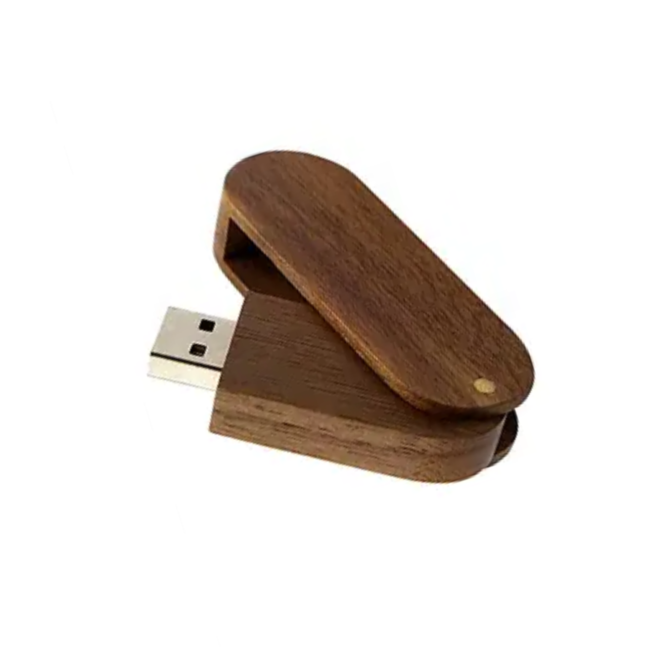 Флешка дерев'яна овальна, поворотний колір горіх 8 Гб USB 2.0