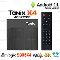 TV-Приставка Tanix X4 4/32GB S905X4 Android 11 (Smart TV BOX, Андроид СмартТВ Приставка, Андроїд тв бокс)