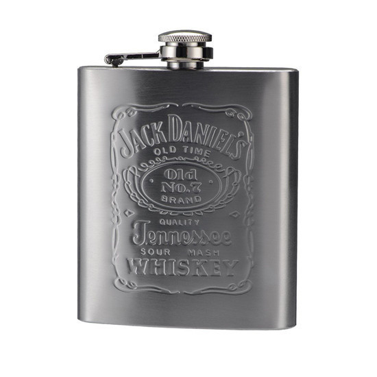 Металева фляга, для віскі, Jack Daniels, (Джек Деніелс), 0.2 л, подарункова фляжка для алкоголю (ST)